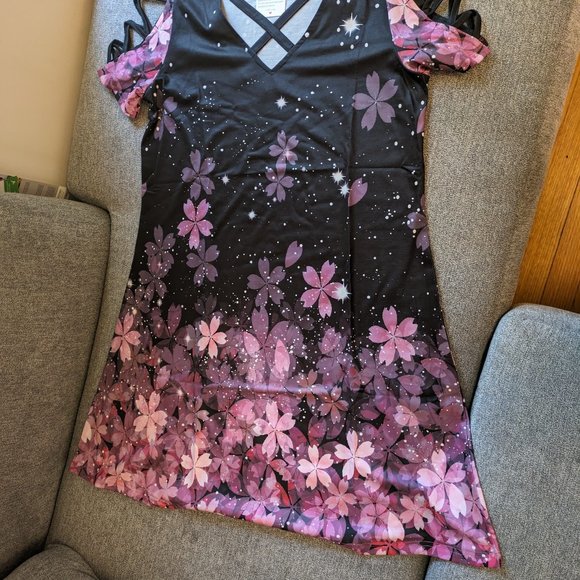 Duefe Trendy Short Sleeve Print Mini Dress - Picture 2 of 3